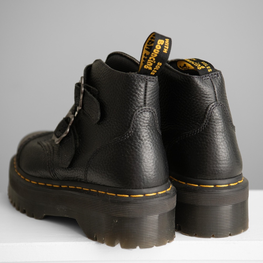 Dr Martens Leather Chunky Platform Boots Sz8 Flower Buckle Edgy Goth Girl Grunge - Picture 4 of 8